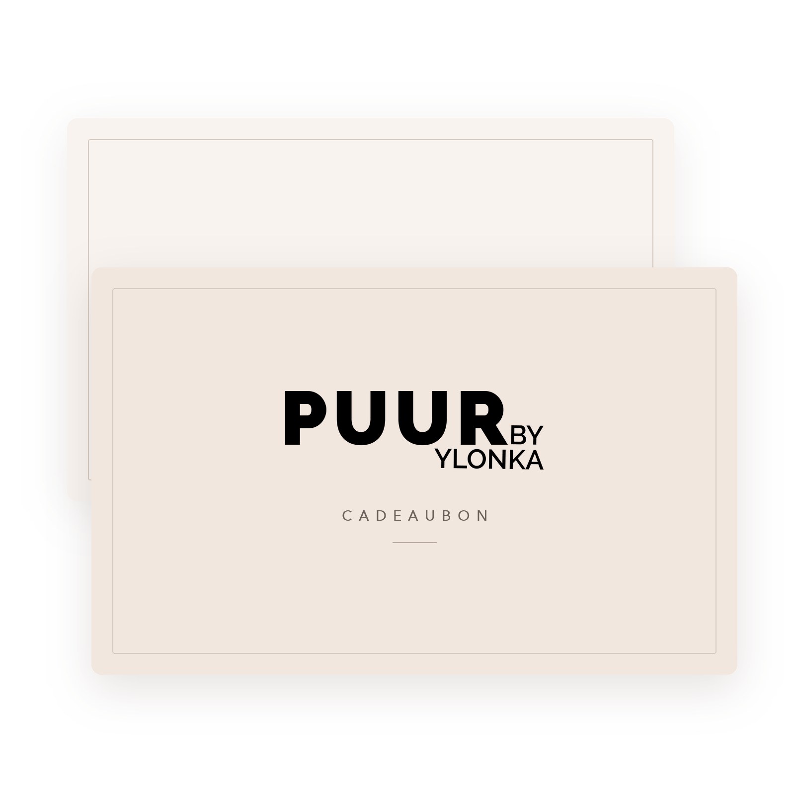 Cadeaubon van Puur by Ylonka in zachte nude tinten met het logo op de voorzijde